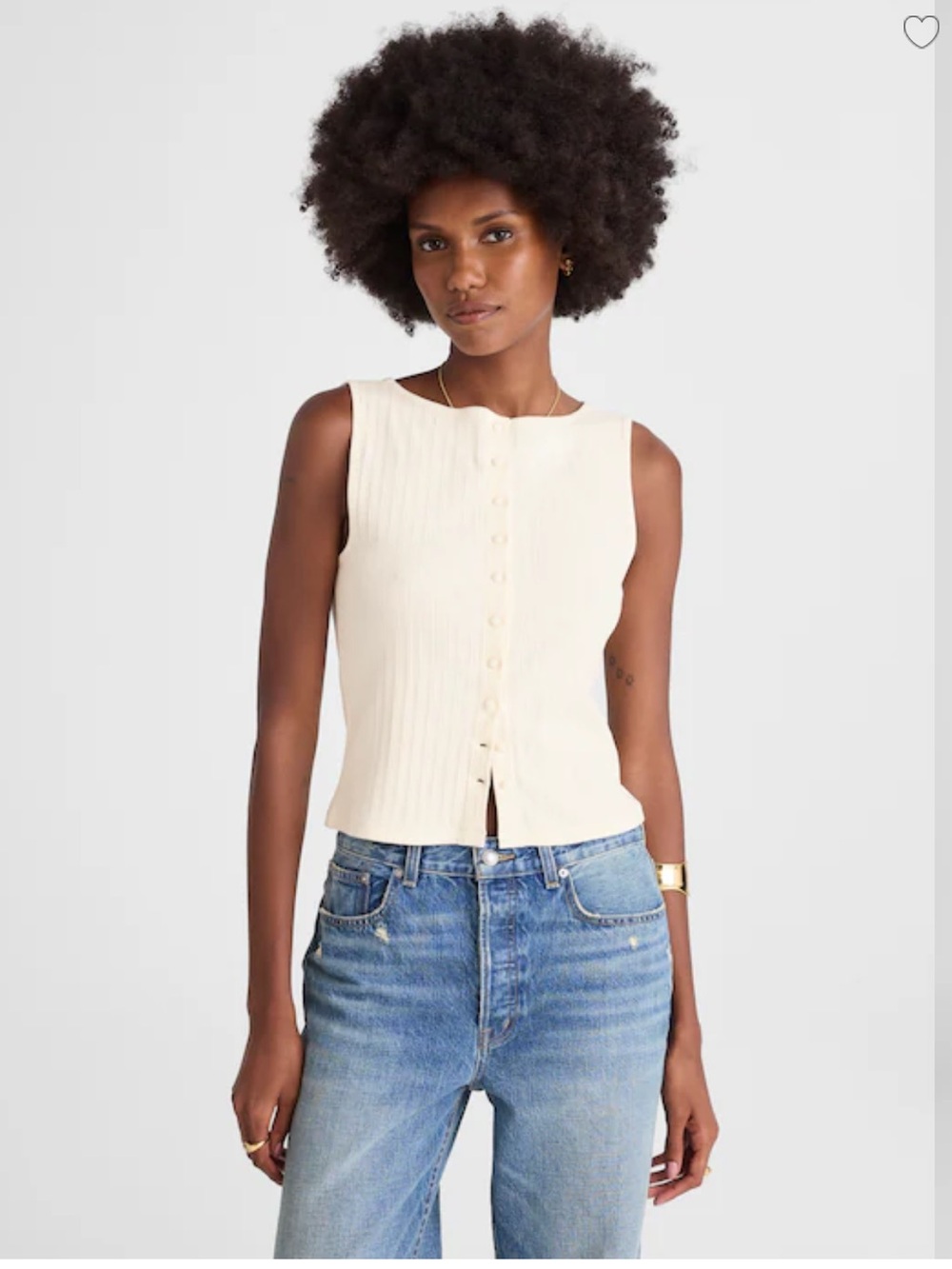 Madewell Ribbed Crewneck Shell Top - vintage ivory